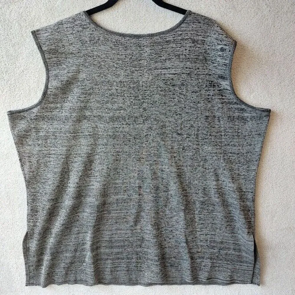 Misook Knit Womens 3X Scoop Neck Tunic Tank Heathered Gray Side Slit Top - Picture 2 of 8